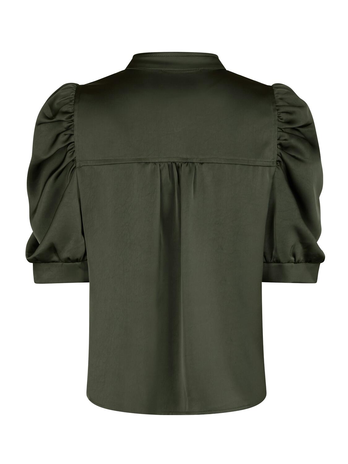 Roella Heavy Sateen bluse - Deep Green